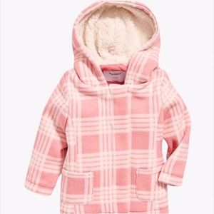 NWT Old Navy Pink Plaid Baby Girl Hooded Coat